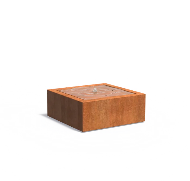 Waterfontein in cortenstaal met verlichting 100x100x40cm