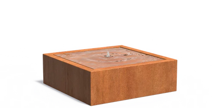 Waterfontein in cortenstaal met verlichting 120x120x40cm