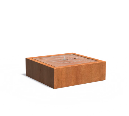 Waterfontein in cortenstaal met verlichting 120x120x40cm