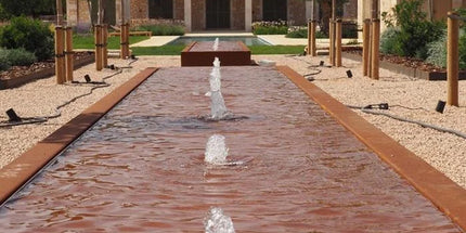 Waterfontein in cortenstaal met verlichting 300x100x40cm