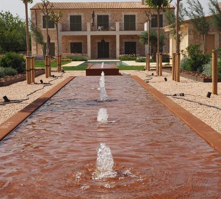 Waterfontein in cortenstaal met verlichting 300x100x40cm