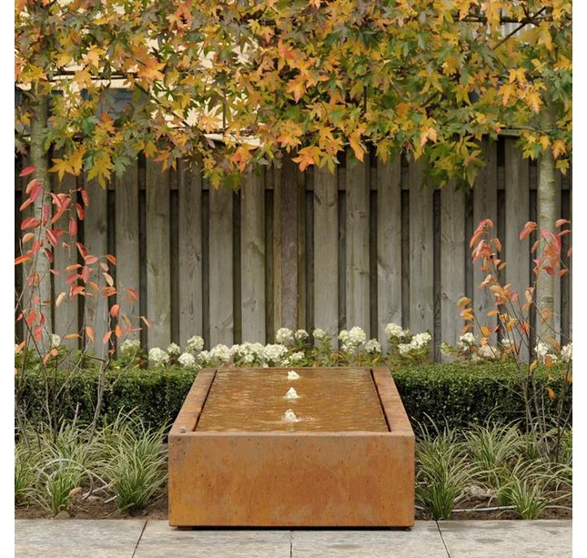 Waterfontein in cortenstaal met verlichting 200x80x40cm