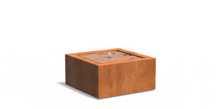 Waterfontein in cortenstaal met verlichting 80x80x40cm