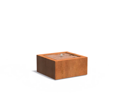 Waterfontein in cortenstaal met verlichting 80x80x40cm