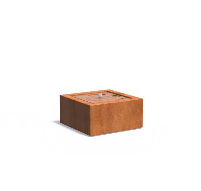 Waterfontein in cortenstaal met verlichting 80x80x40cm