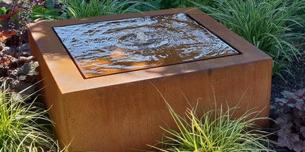 Waterfontein in cortenstaal met verlichting 100x100x40cm